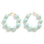 Beaded Pastel Pearlescent Drop Hoop Earrings

- Approximately 1.75" L