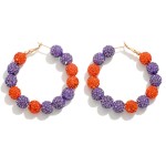 Wholesale rhinestone Covered Beaded Drop Hoop Earrings L