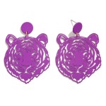 Metal Punched Tiger Drop Earring 

- Approximately 2.25" L
- Ultra lightweight Construction 