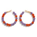 Wholesale rhinestone Beaded Game Day Hoop Earrings D