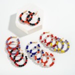 Wholesale rhinestone Beaded Game Day Hoop Earrings D