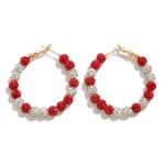 Wholesale rhinestone Beaded Game Day Hoop Earrings D