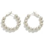 Wholesale textured Metal Beaded Hoop Earrings D