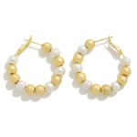 Wholesale textured Metal Beaded Hoop Earrings D