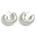 Chunky Metal Tone Hoop Earrings

- Approximately 1" D