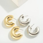 Chunky Metal Tone Hoop Earrings

- Approximately 1" D