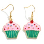 Wholesale enamel Cupcake Drop Earrings Rhinestone Sprinkle Accents L