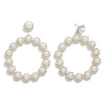 Statement Rhinestone and Pearl Hoop Drop Earrings

- Approximately 3" L