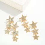Wholesale linked Rhinestone Stars Drop Earrings L