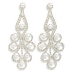 Wholesale statement Rhinestone Filigree Drop Earrings Pearl Accents L