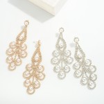 Wholesale statement Rhinestone Filigree Drop Earrings Pearl Accents L