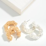 Wholesale chunky Metal Drop Hoop Wood Finish L