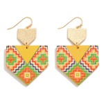 Wholesale aztec Pattern Pentagonal Wood Drop Earrings L