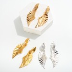 Wholesale linked Metal Wings Drop Earrings Hypoallergenic Titanium Posts L Hypoa