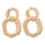 Wholesale linked Textured Metal Hoop Drop Earrings Hypoallergenic Titanium Posts