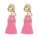 Wholesale enamel Tennis Skirt Drop Earrings Tennis Ball Racket Posts L