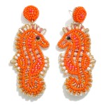 Seed Bead Seahorse Drop Earrings

- Approximately 3" L