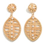 Wholesale raffia Teardrop Earring Pearl Studded Details L