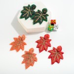 Wholesale seed Beaded Fall Leaf Drop Earring L