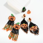 Wholesale seed Beaded Triangle Tassel Halloween Drop Earrings L