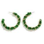 Wholesale holiday Tinsel Wrapped Hoop Earrings L