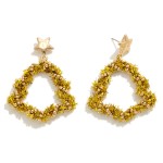 Tinsel Wrapped Christmas Tree Drop Earring

- Approximately 2.25" L