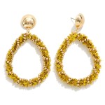 Wholesale holiday Tinsel Wrapped Teardrop Earrings L