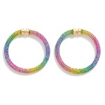 Wholesale rhinestone Studded Drop Hoop Earrings L