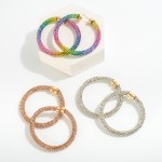 Wholesale rhinestone Studded Drop Hoop Earrings L