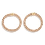 Rhinestone Studded Drop Hoop Earrings

- Approximately 2" L