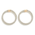 Wholesale rhinestone Studded Drop Hoop Earrings L