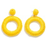 Wholesale circular Wrapped Braided Raffia Earrings L