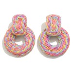 Wholesale raffia Wrapped Circular Drop Earring L