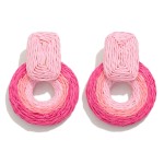 Wholesale raffia Wrapped Circular Drop Earring L
