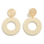 Wholesale basket Weave Circular Drop Earring Geometric Stamped Post Details L