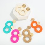 Wholesale basket Weave Circular Drop Earring Geometric Stamped Post Details L