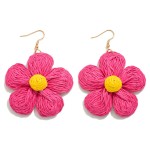 Wholesale raffia Wrapped Flower Drop Earrings L