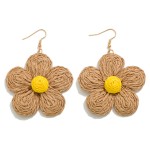 Wholesale raffia Wrapped Flower Drop Earrings L