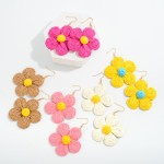 Wholesale raffia Wrapped Flower Drop Earrings L