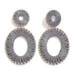 Wholesale linked Oval Drop Earrings Raffia Wrap Details L