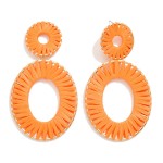 Wholesale linked Oval Drop Earrings Raffia Wrap Details L