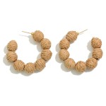 Wholesale circular Raffia Wrapped Beaded Drop Hoop L