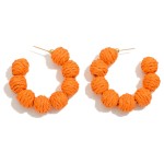 Wholesale circular Raffia Wrapped Beaded Drop Hoop L