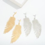 Wholesale brass Metal Feather Drop Earrings L Brass Metal Lightweight Material C