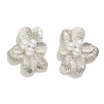 Leaf Cluster Stud With Pearl Accents

- Approximately 1" L