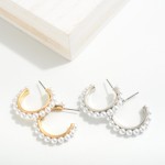 Wholesale pearl Studded Drop Hoop Earrings L