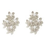 Metal Flower Cluster Stud Earring With Pearl Accents

- Approximately 1" L