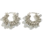 Wholesale coil Wrapped Drop Hoop Rhinestone Accents L