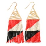 Wholesale triangle Drop Earring Seed Bead Tassel Detail L