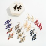 Wholesale dainty Beaded Flower Teardrop Earrings L